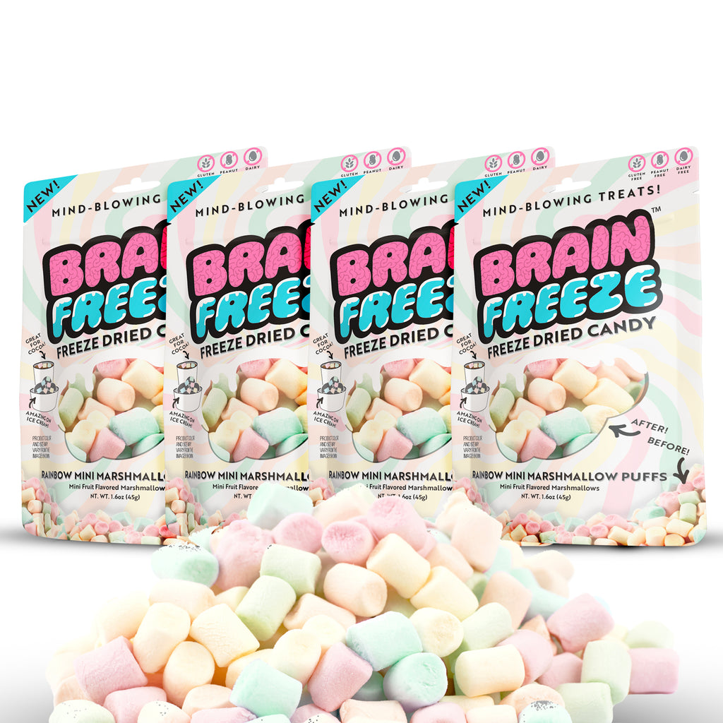 Rainbow Mini Marshmallow Puffs– Brain Freeze™ Freeze Dried Candy