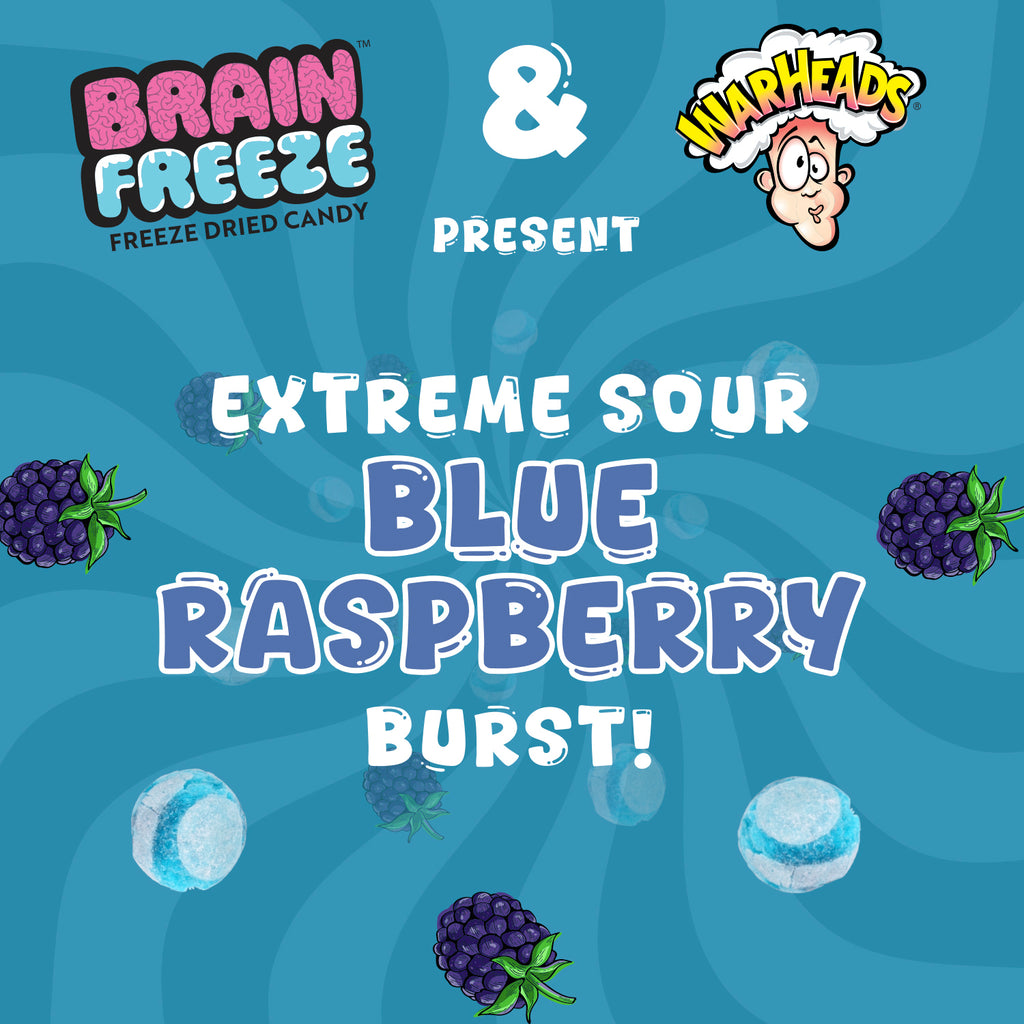 Blue Raspberry Swirl Freeze Extreme Sour Crunch Blue Raspberry– Brain Freeze™ Freeze Dried Candy